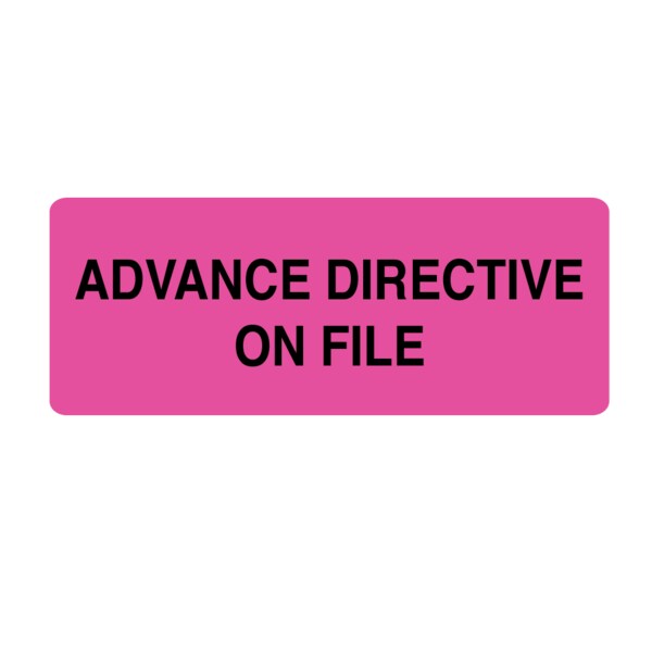 Advance Directive On File 7/8" x 2-1/4" Flr Pink w/Black